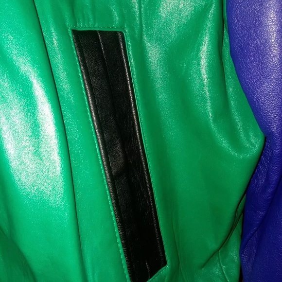 💎ViNTaGe💎MiCHaeL HoBaN CoLoRBLoCK 🔵🔴🟡 LeaTHeR JaCKeT 🧥 - Picture 5 of 6